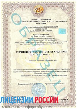 Образец сертификата соответствия аудитора №ST.RU.EXP.00005397-3 Елабуга Сертификат ISO/TS 16949